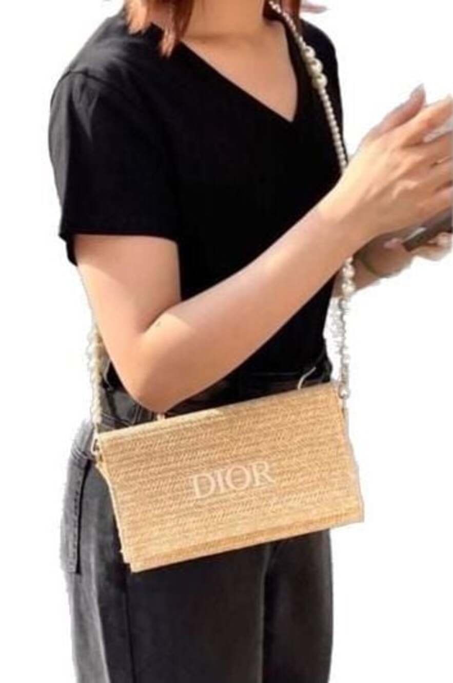 Dior Parfums Straw Woven Trousse Pouch